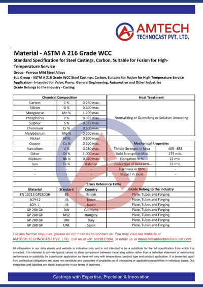 ASTM A 216 Grade WCC